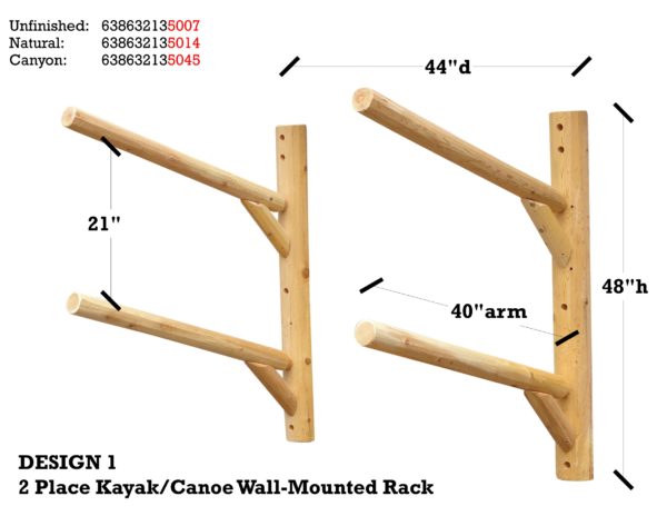 2 Place Kayak / Canoe Rack – Wall Mount - Image 5
