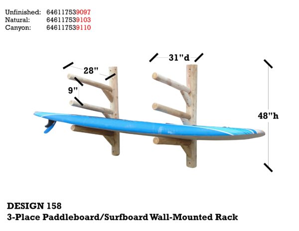 3-Place SUP and Surfboard Wall-Mounted Rack - Image 5