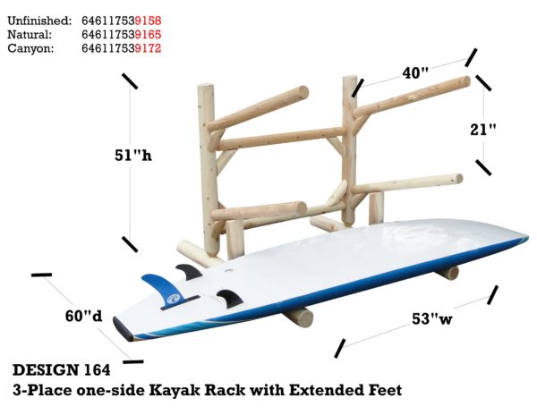 3-Place 1-Sided Kayak Rack With Extended Feet - Image 5