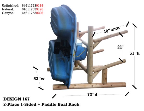 2-Place 1-Sided Canoe and Kayak + Paddle Boat Rack - Image 9