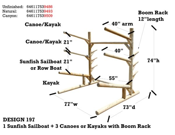 1 Sunfish Sailboat Plus 3 Canoes or Kayaks with Boom Rack - Image 4