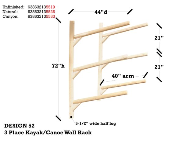 3 Place Kayak / Canoe Rack – Wall Mount - Image 6