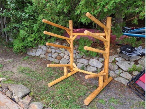 4-Place 1-Sided 3 Canoe + 1 SUP Wooden Rack - Image 3