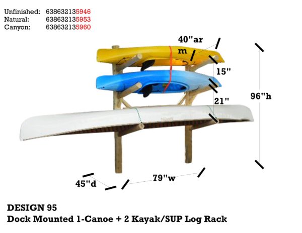 Dock-Mount 1 Canoe + 2 Kayak SUP Rack - Image 2