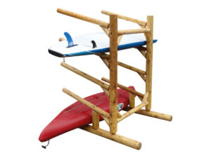 4 Place One Sided Log Kayak Rack