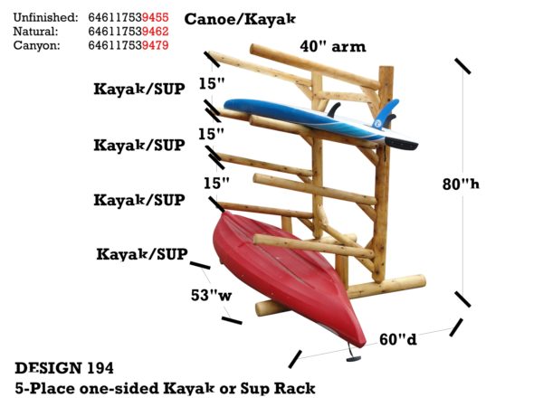 5-Place 1-Sided Kayak/SUP Rack - Image 2