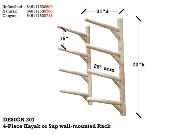 4-Place Kayak/SUP Wall-Mounted Rack - Image 4