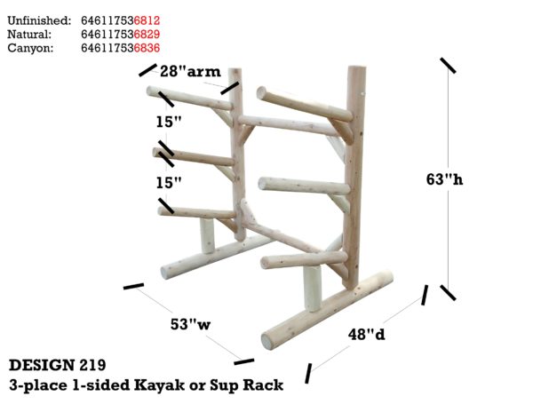 3-Place 1-Sided Kayak/SUPS Rack - Image 4