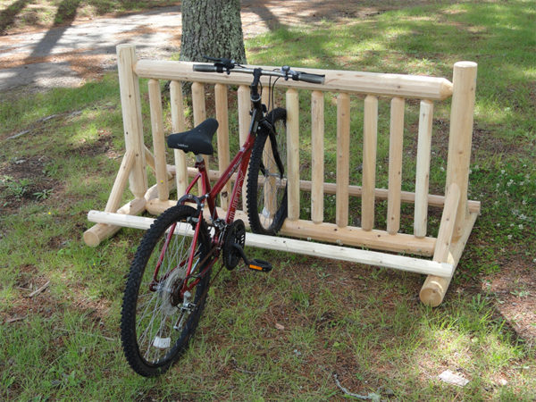 Outdoor Log Bike Rack