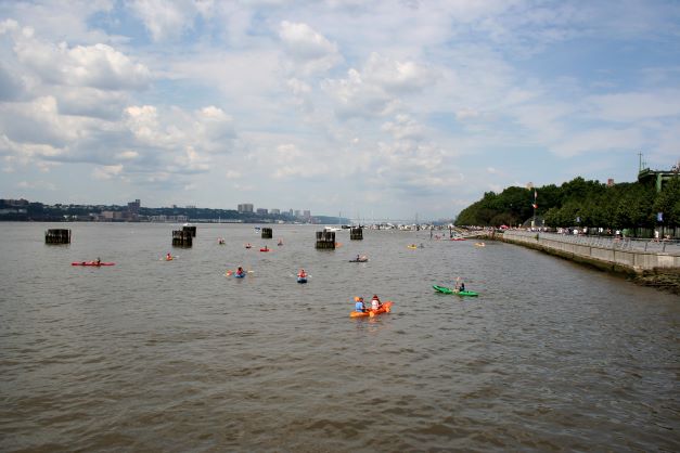 Kayaks on the Hudson River