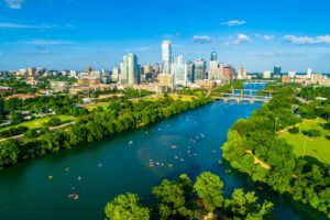 Kayaks in Austin, Texas's Lady Bird Lake