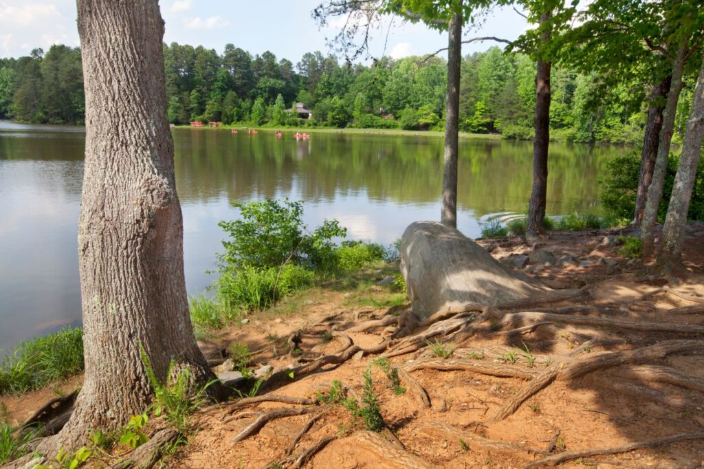 Kayaks on Lake Norman, North Carolina